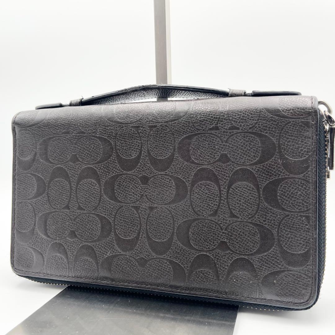 コーチ オーガナイザー ダブルジップ シグネチャー レザー エンボスロゴ