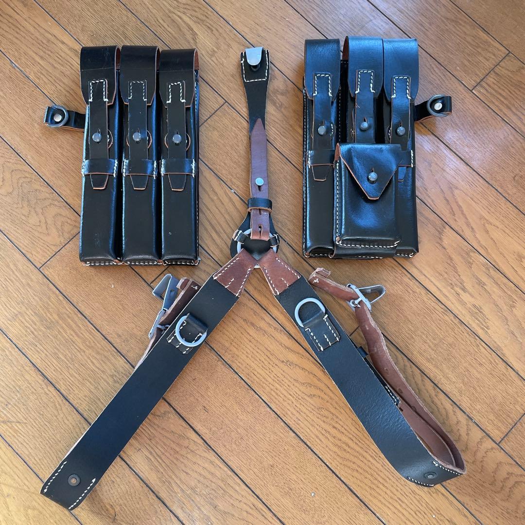MP40レザーマガジンポーチ+重装用サスペンダー セット 旧ドイツ軍