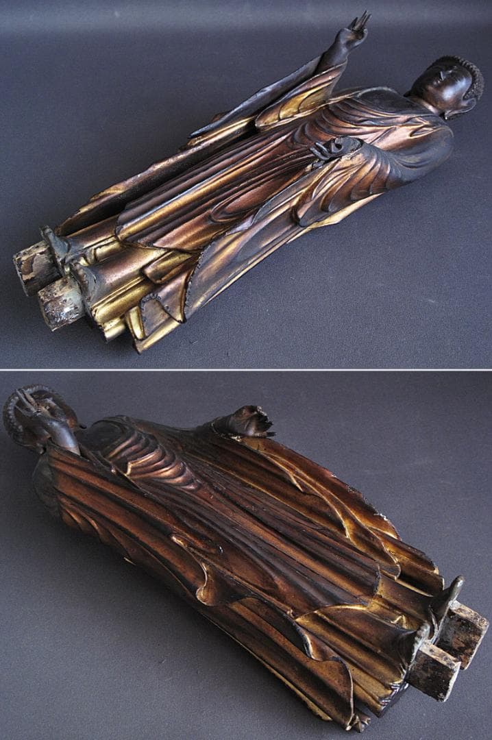 時代 古仏像!!『木造 阿弥陀如来立像』総高48㎝ 像高40.5㎝ 彫刻・オブジェ