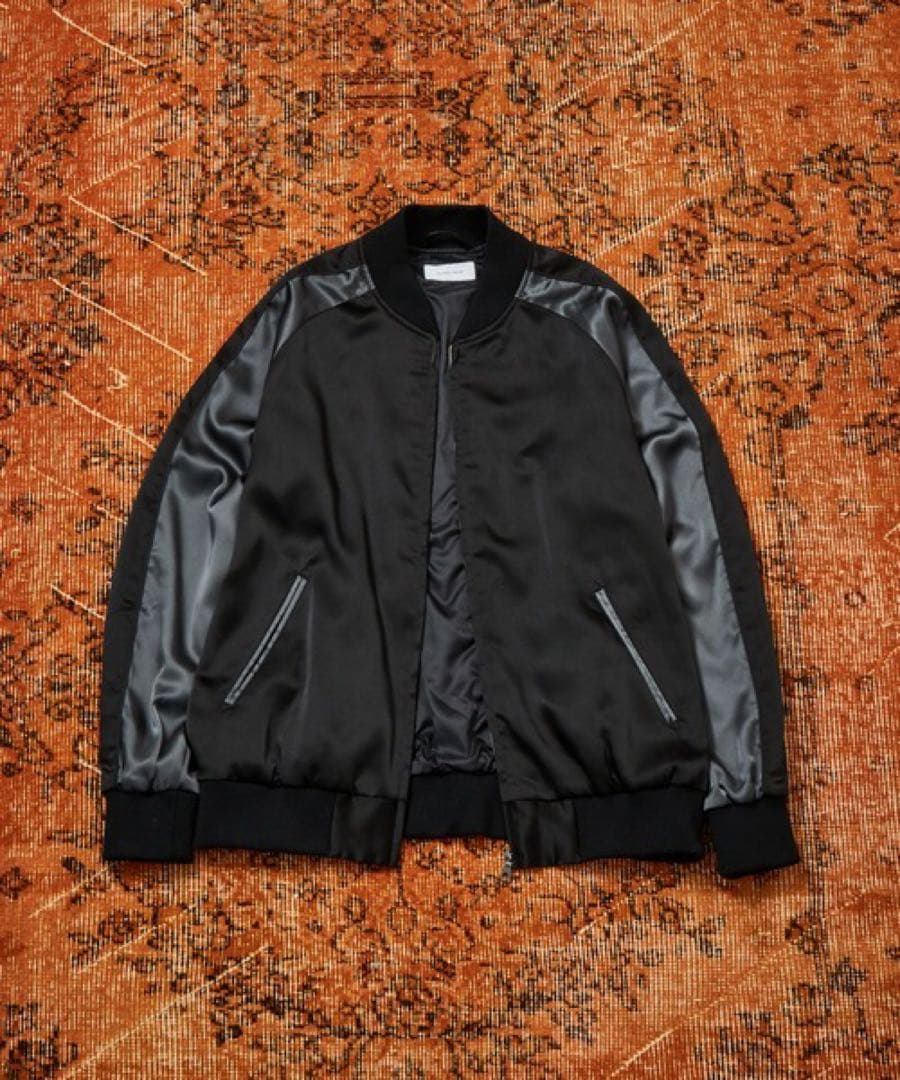 ADAM ET ROPÉ スカジャンEUPHORIA刺繍/ブラック×グレー/L