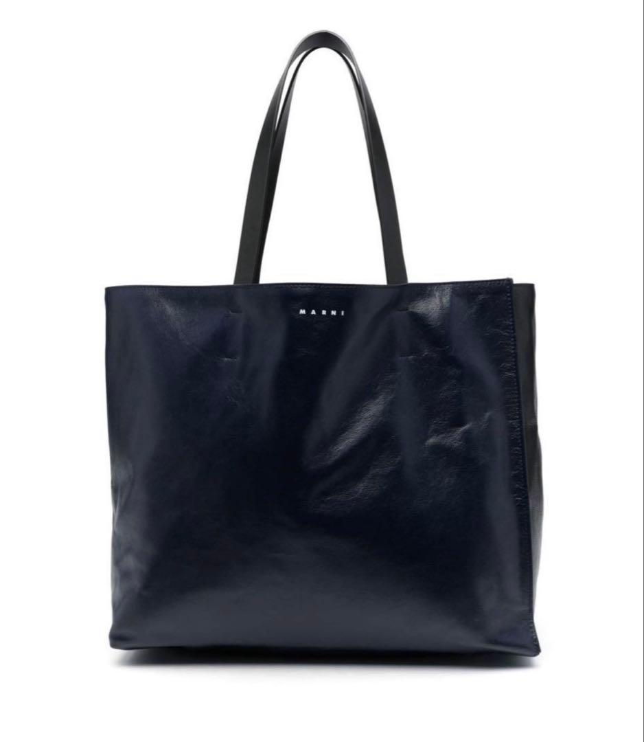 美品 MARNI MUSEO SOFT BAG NAVY×BLACK トート