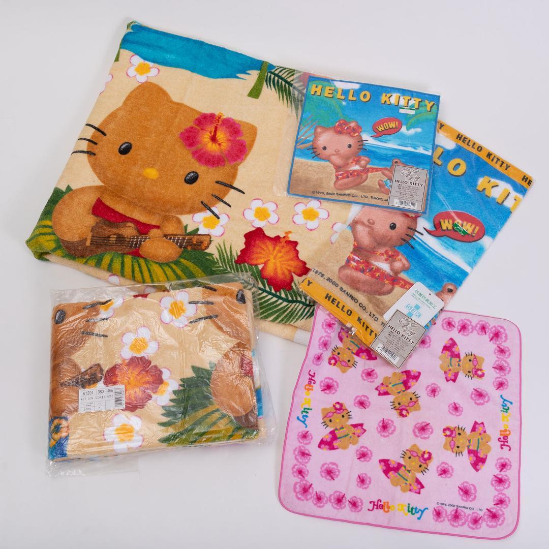 希少　レトロ　ハローキティ　日焼け　タオル　セット