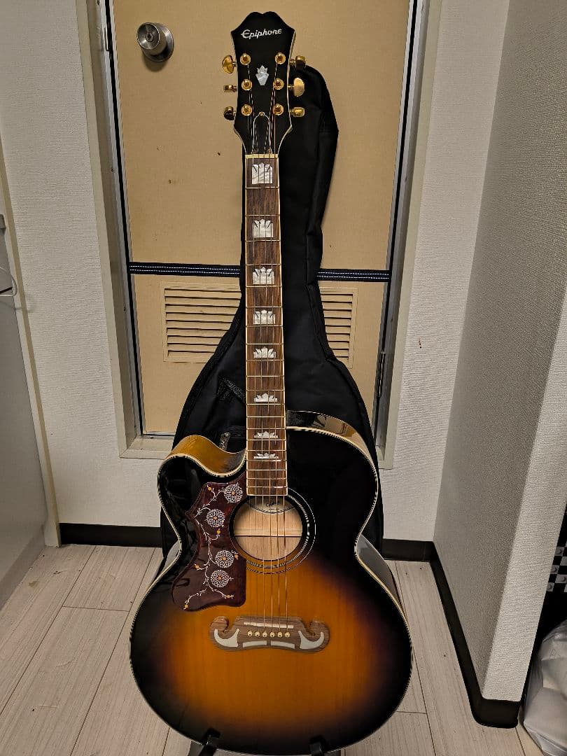 美品 エピフォン エレアコ J-200EC 　レフティ アクセサリー付