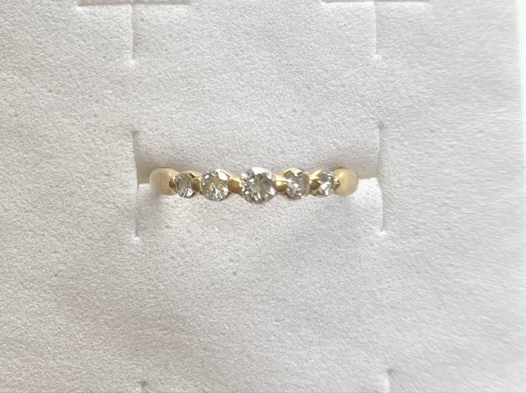 K18 ダイヤ ５石 0.2ct ピンキーリング　指輪