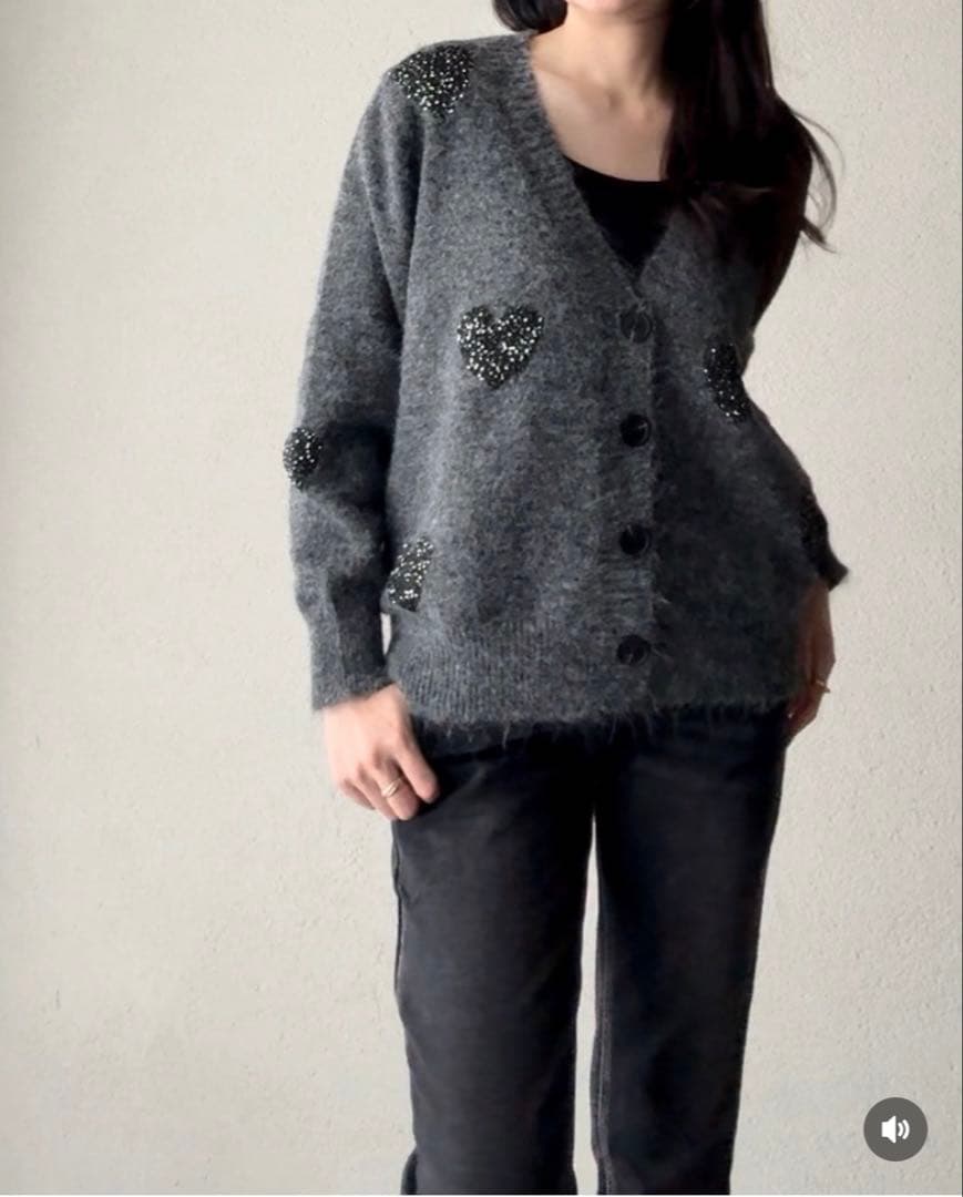 SYSORUS☆COCONハートスパンコールニットカーディガン☆シソラス