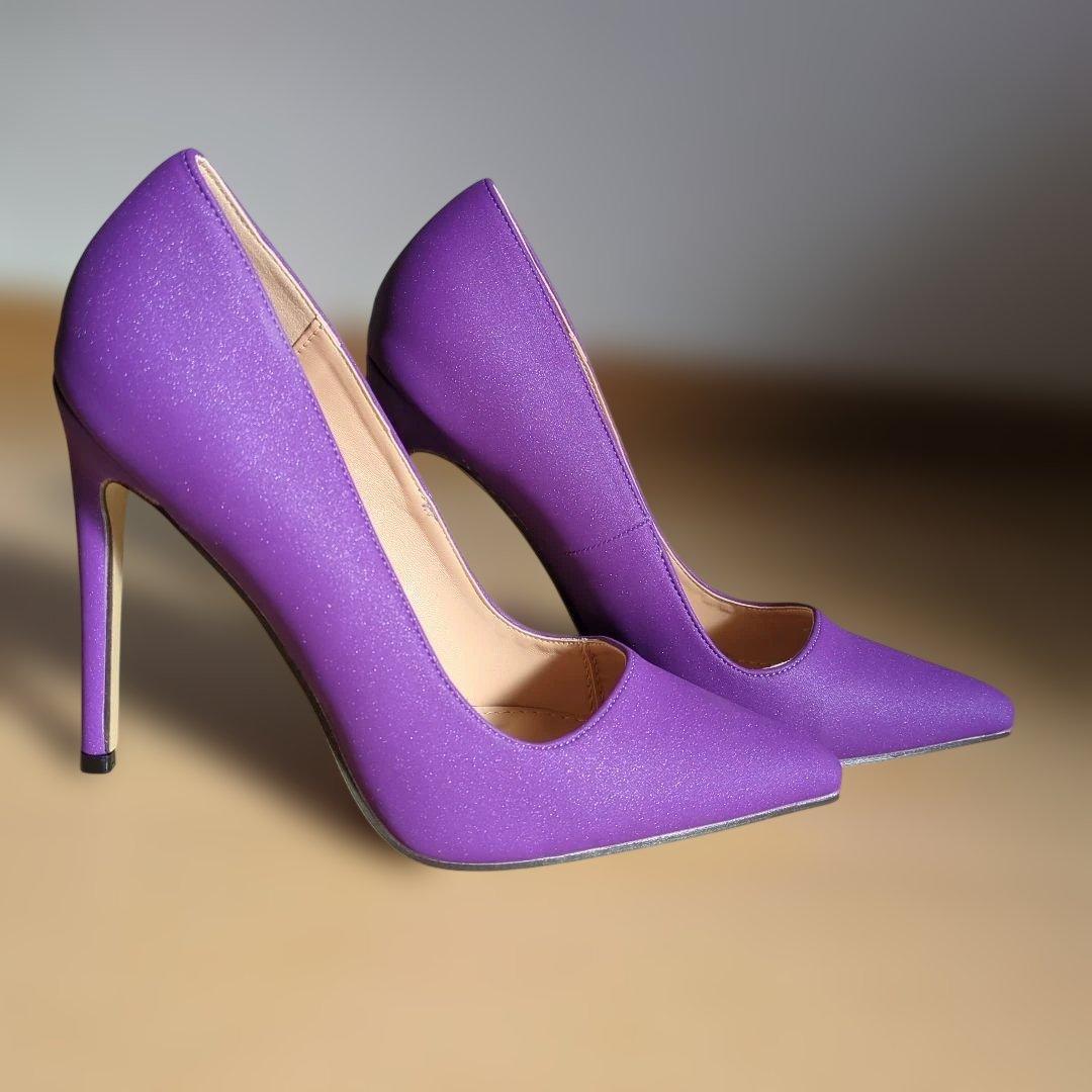 パープル スエード風 ハイヒール - メルカリ