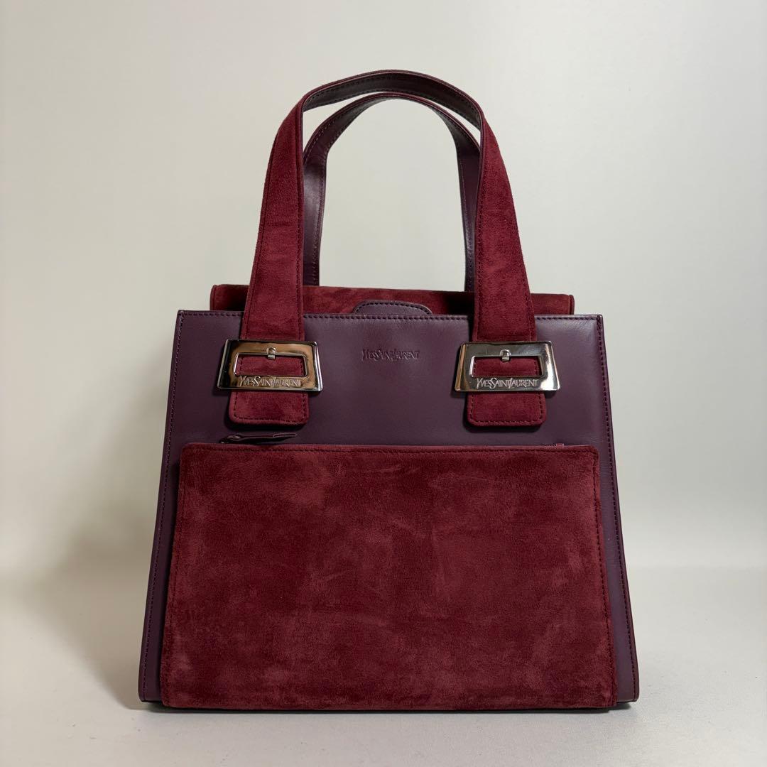 2512-15｜イヴサンローラン ハンドバッグ レザー スエード ボルドー