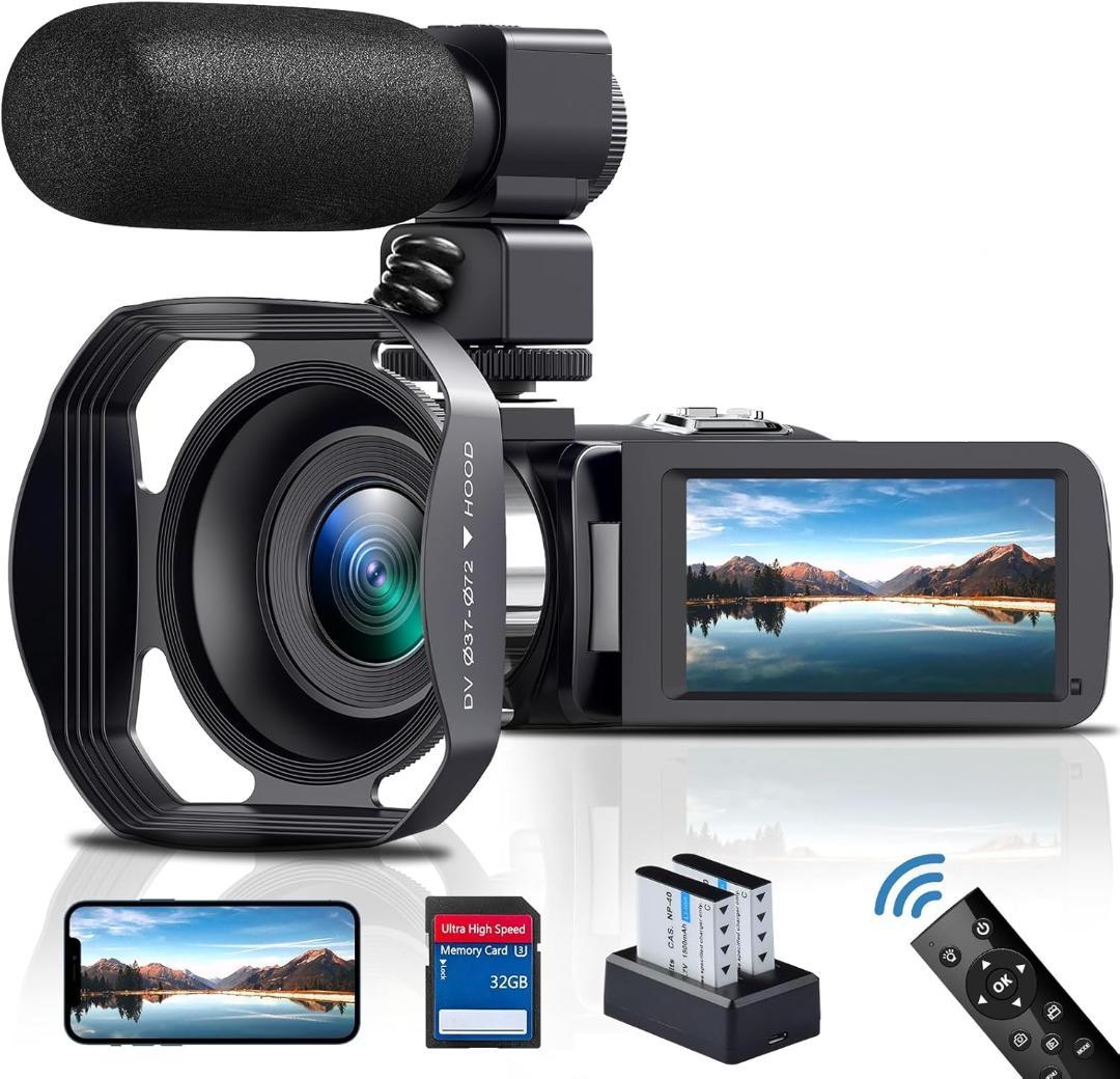 ビデオカメラ 5K 64MP IR ナイトビジョンカメラ 18倍 デジタルズーム