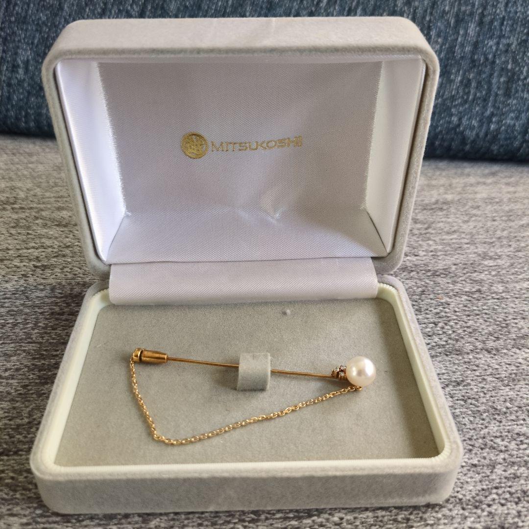 う*ん様 18K★18金×パール×ダイヤ★ピンブローチ