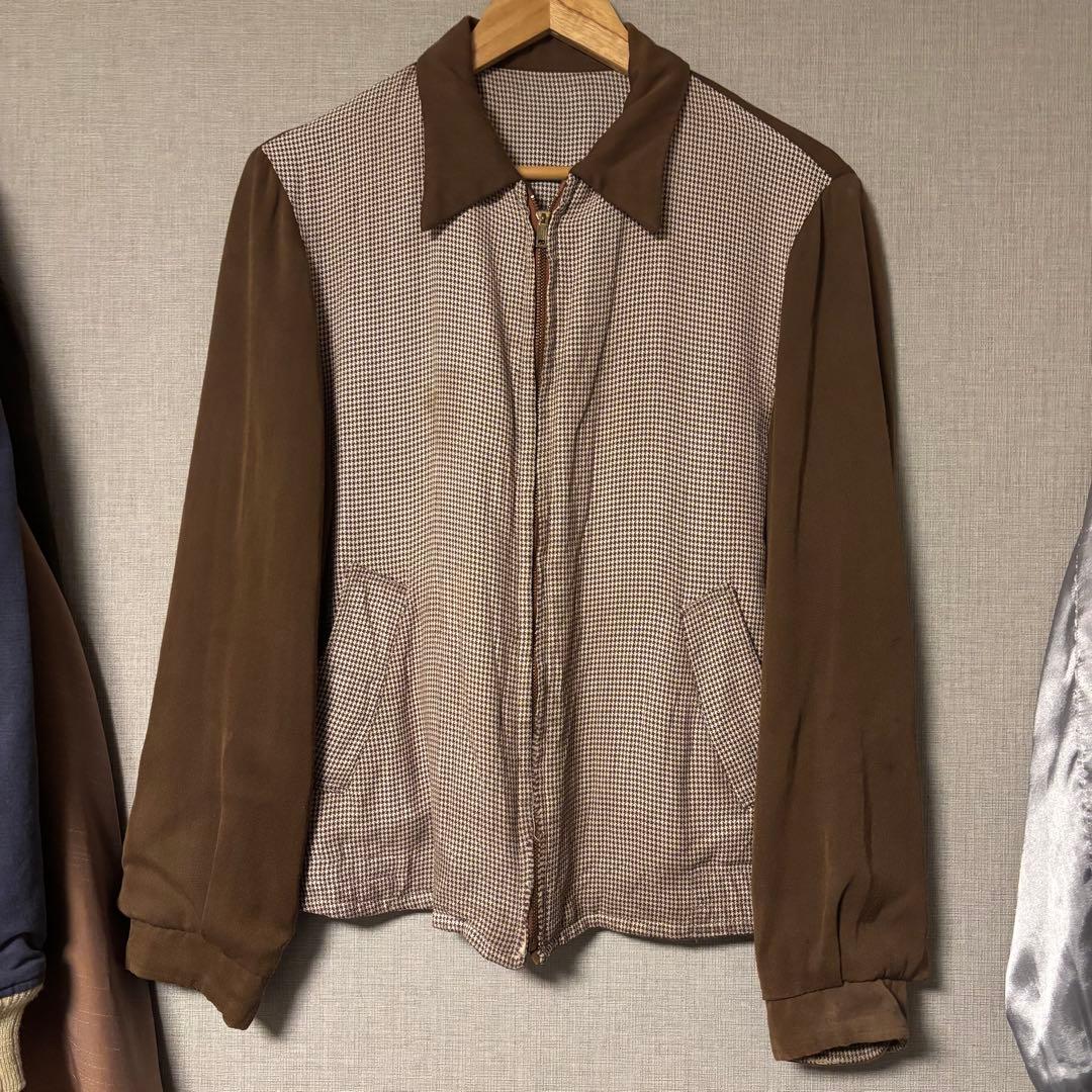 レーヨン ギャバジン ギャバジャン ツートン 千鳥格子 50s