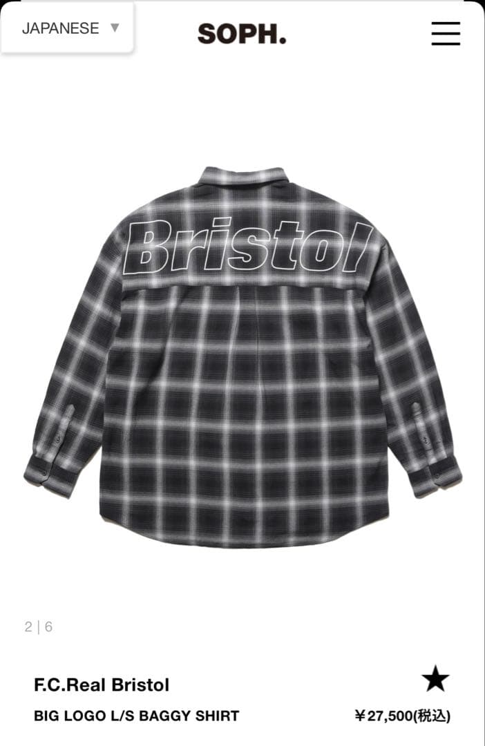 トップス F.C.Real Bristol BIG LOGO L/S BAGGYSHIRT