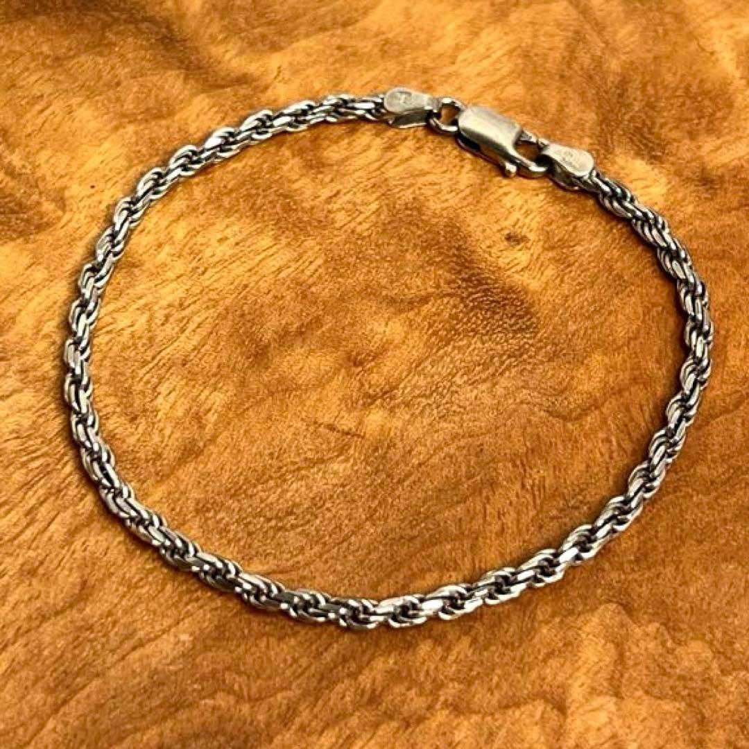 イタリア ヴィンテージ シルバー ツイスト チェーン ブレスレット 925 イタリア製ビンテージ ツイストチェーン ボルトリング ブレスレット