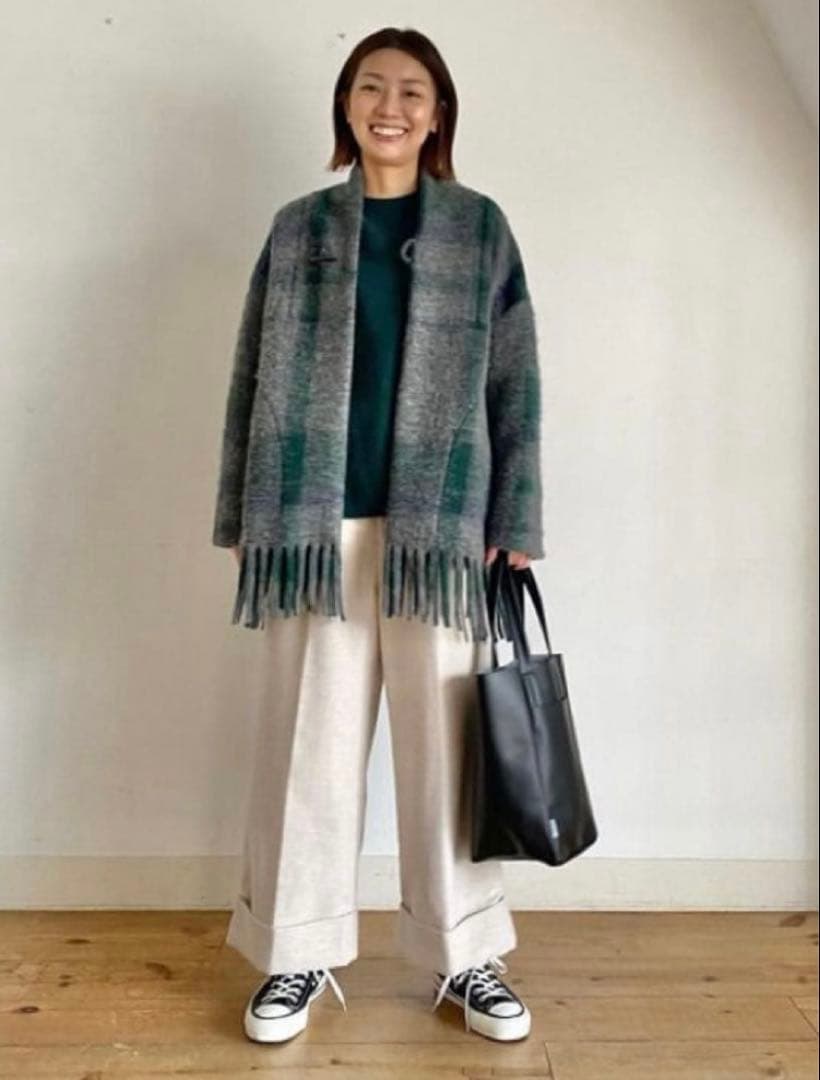 値下げ【美品】plantation ビッグチェックフリンジ　コート 2色展開】Meridian ビッグチェック チェスターコート – 古着屋Top of