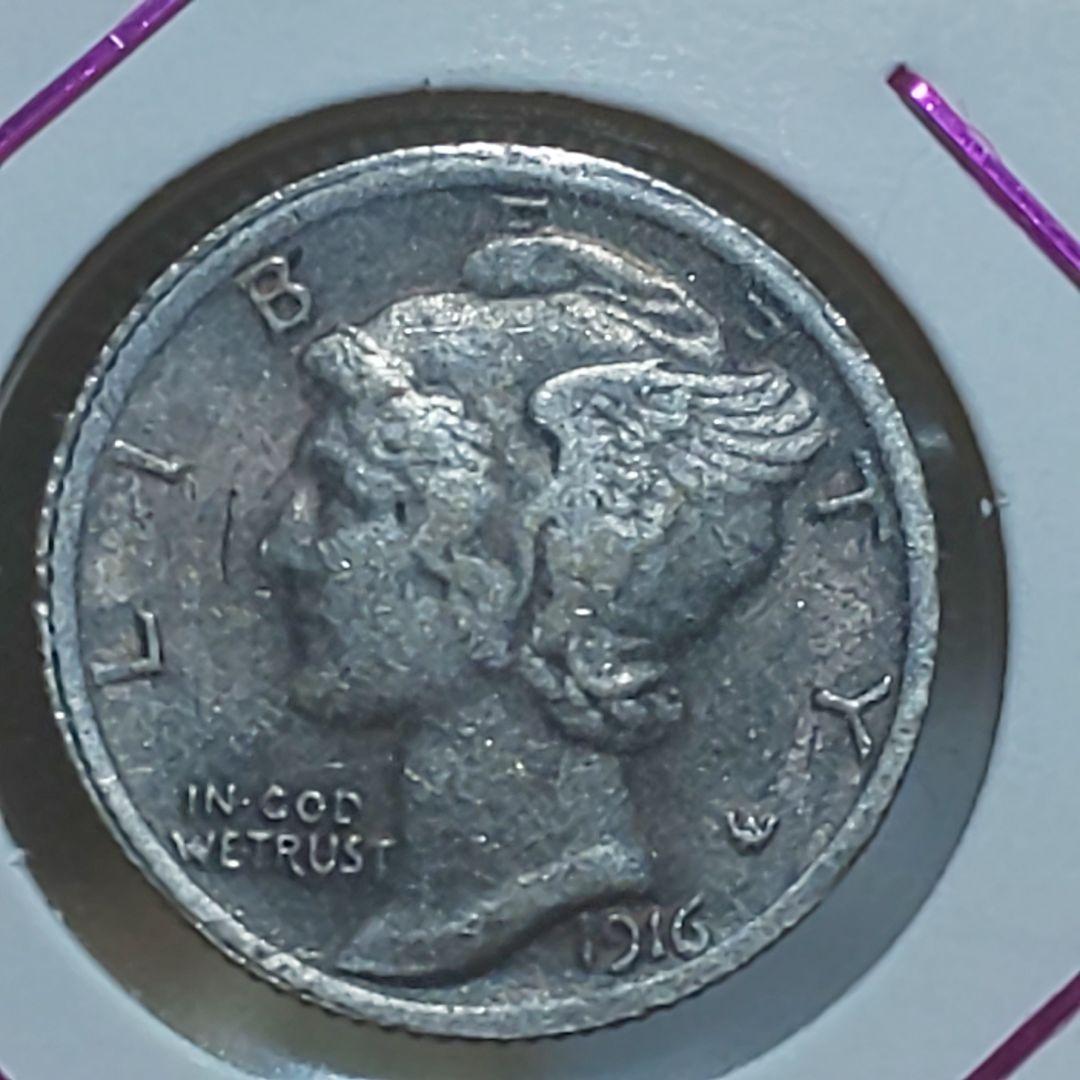「1916年-D」 マーキュリー銀貨【激レア】【美品】 Rare 1916 D Mercury Dime USA American Silver Color Liberty Coin