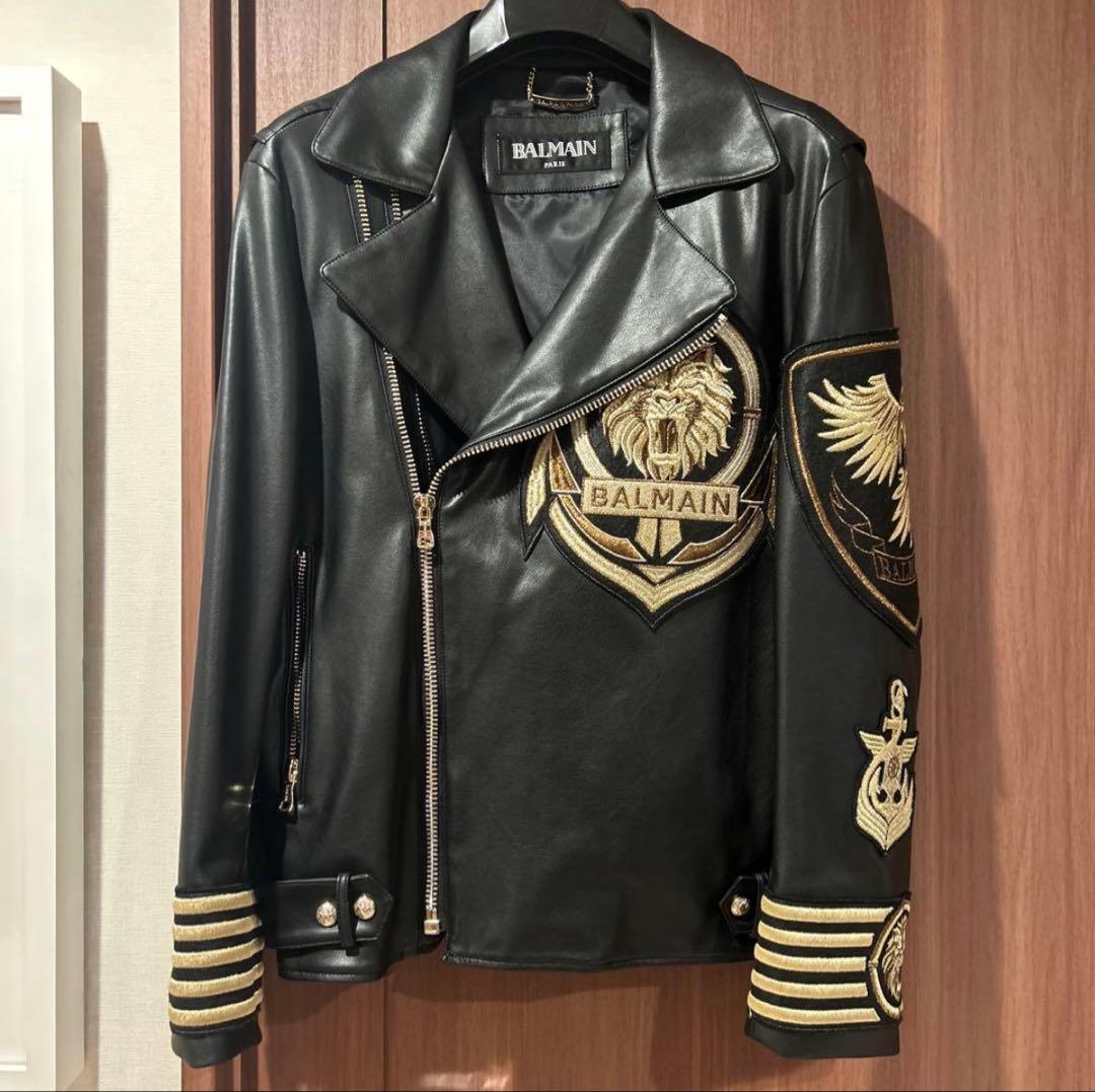 BALMAIN エコレザー ライダースジャケット サイズ50