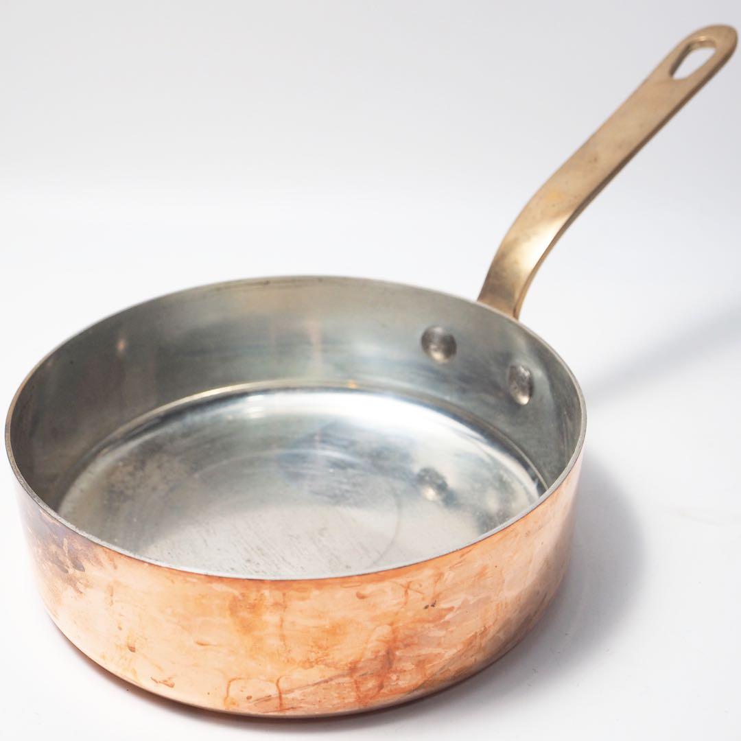 フランス製 ソースパン 片手鍋 フライパン ミニパン 銅製 カッパー