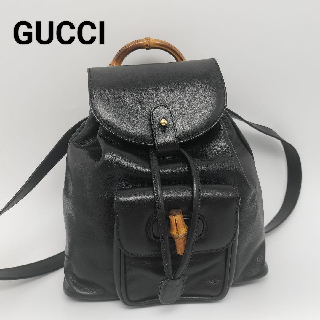 極美品✨グッチ　リュック　バックパック　レザー　バンブー　ブラック　黒 GUCCI（グッチ） ミニリュック バンブー/バックパック バッグ