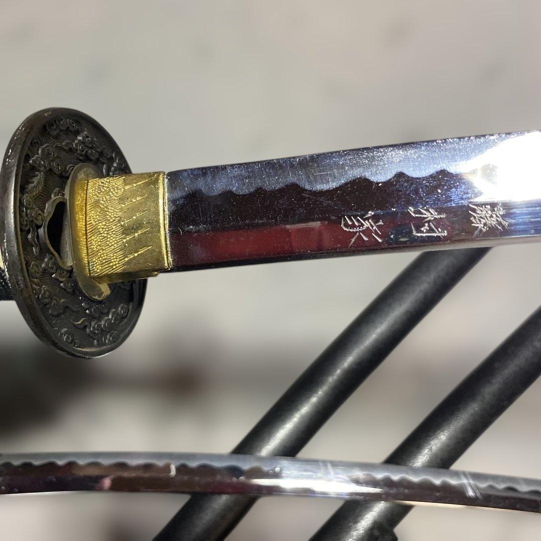 割安模造刀大小2本 黒柄 雲龍楕円鍔 黒梨地鞘 - メルカリ