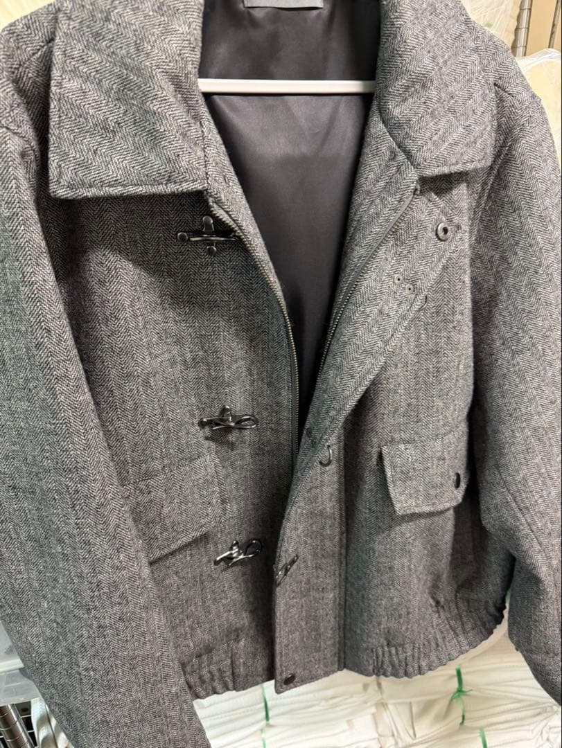 CLEL ウールブレンド ヘリンボーンツイードファイヤーマンブルゾン