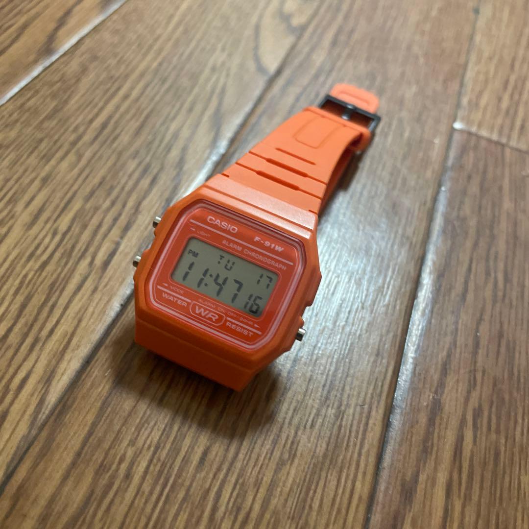 CASIO F-91 オレンジ チープカシオ - メルカリ