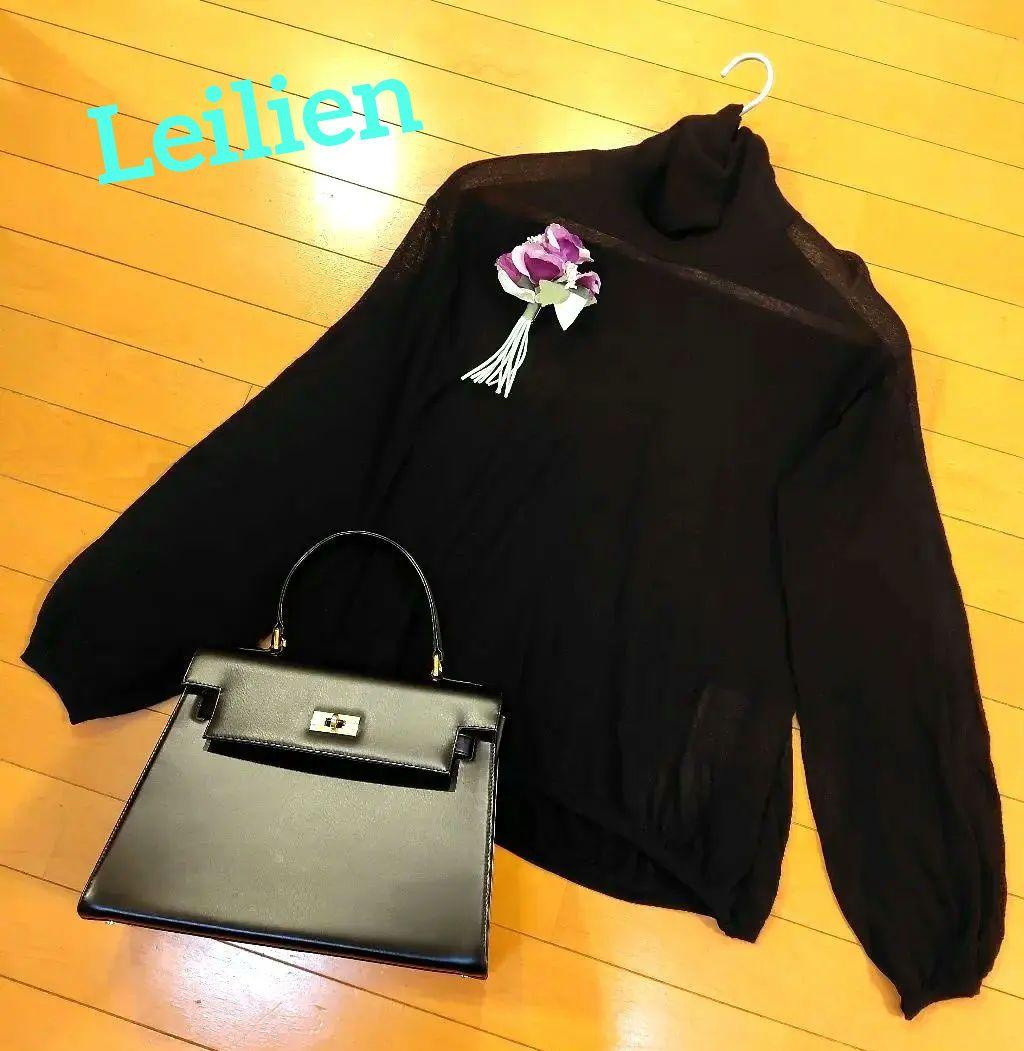 専用レリアン近年モデル 薄手 シアー感黒長袖ニットプルオーバートップス11L