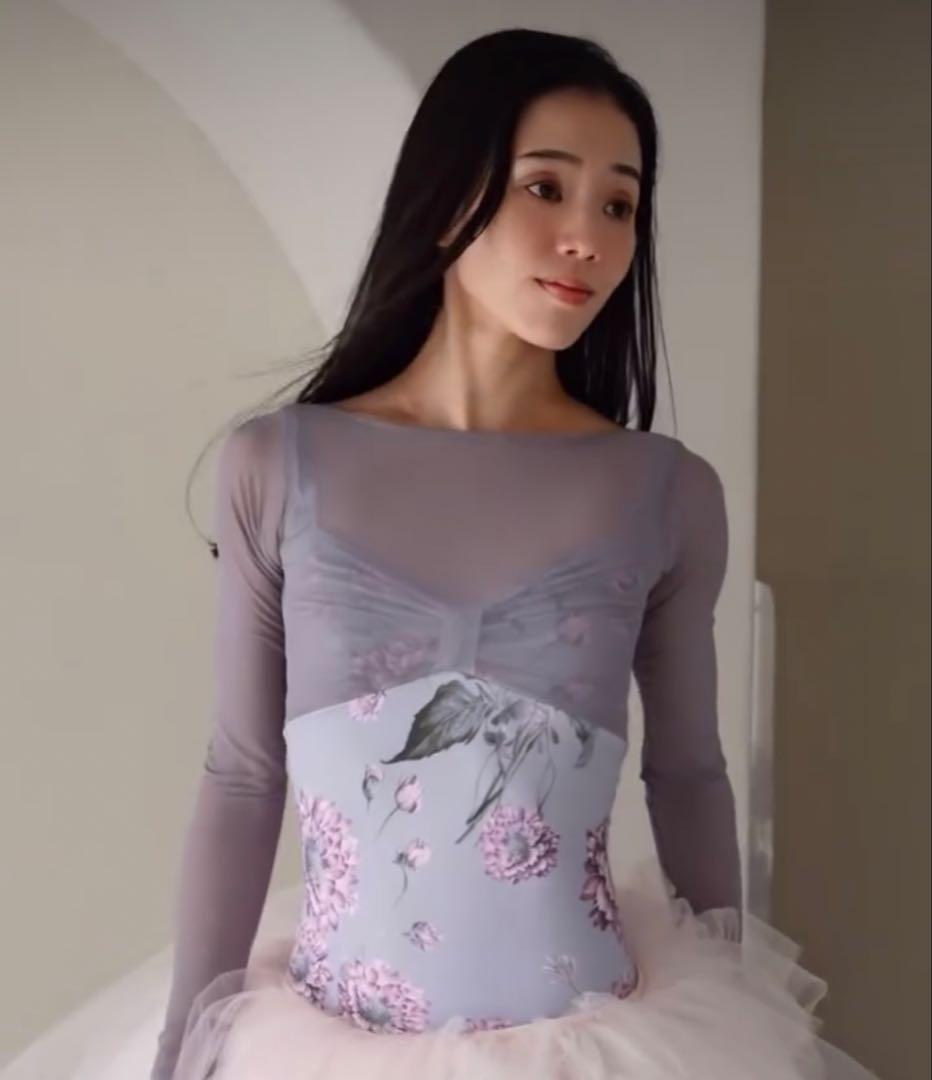 stina 花柄バレエレオタードM stina / type V lucky / petit flower navy / girl