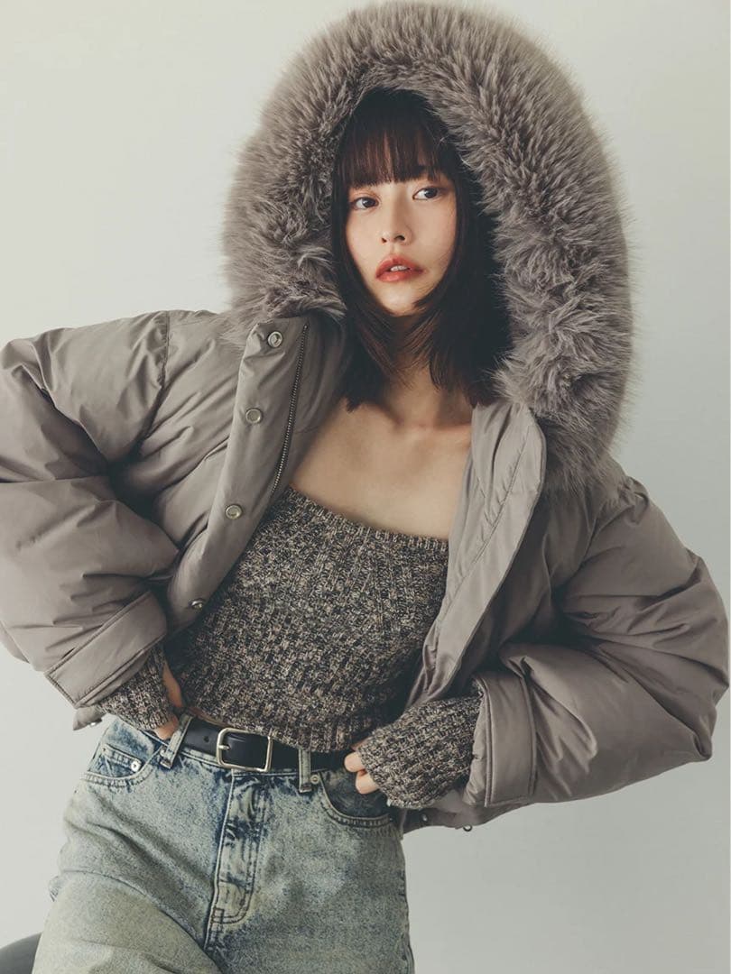 snidel スナイデル 西川 フードファーショートダウン モカ snidel フードファーショートダウン 西川コラボダウン - メルカリ