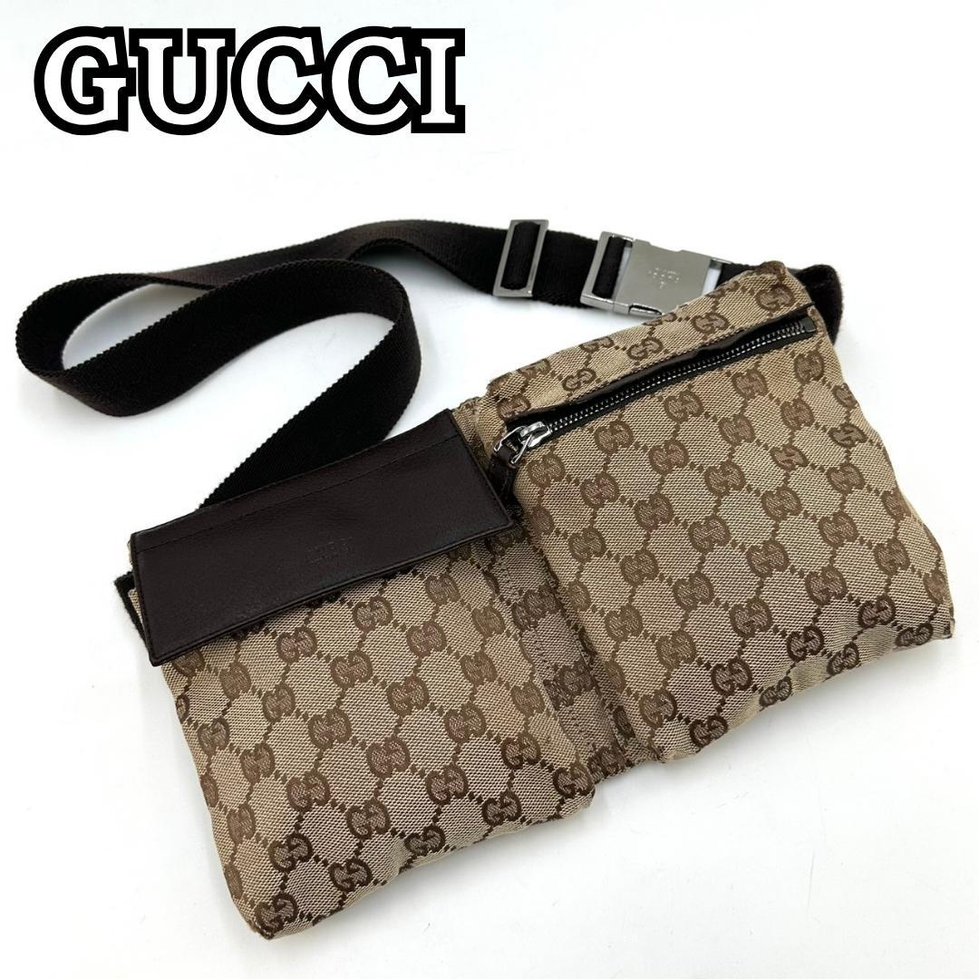 GUCCI グッチ GGキャンバス ボディバッグ ウエストバッグ シルバー金具