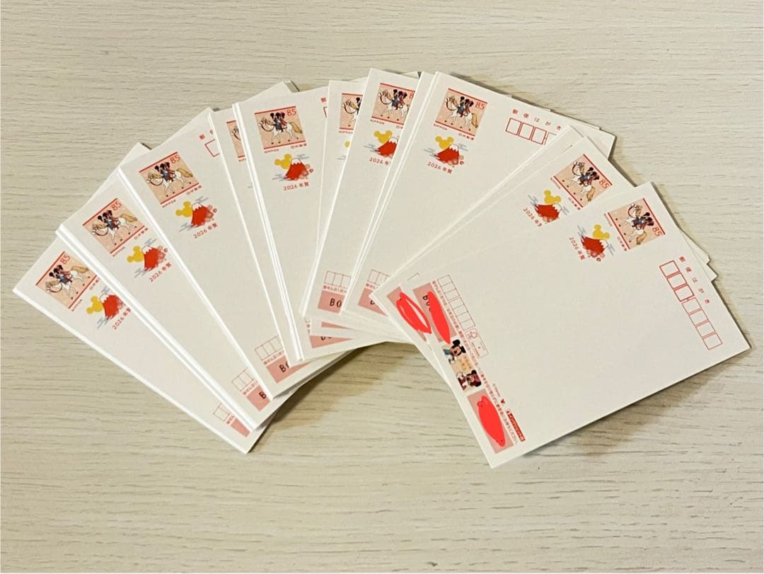 2026年 年賀状 100枚 インクジェット ディズニー ミッキー ミニー 2026年 午年年賀状🐴 ディズニーデザイン年賀状からミッキー＆ミニーの