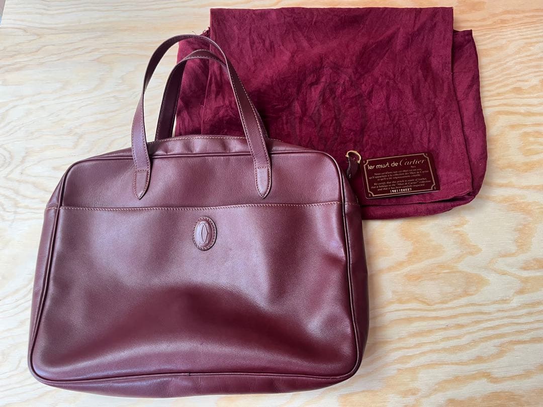 美品 カルティエ トートバッグ A4収納可 ボルドー