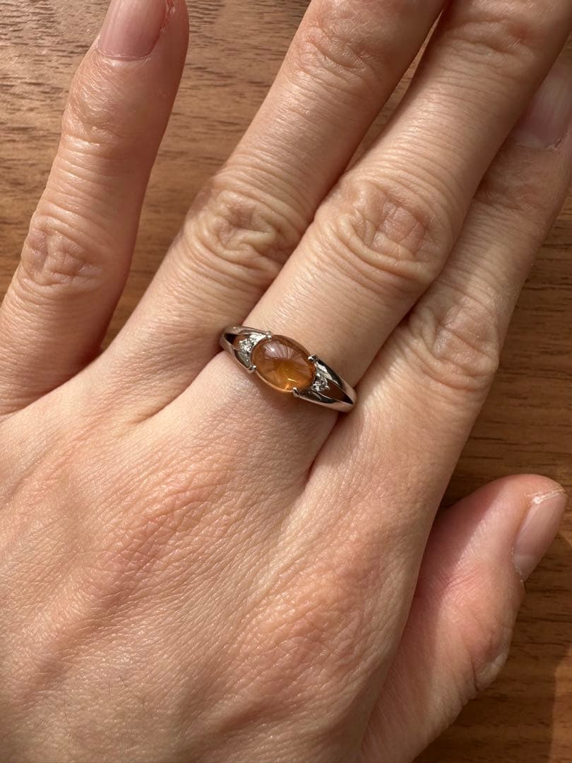 【レア！】マンダリンガーネット　1.20ct pt900 12号　鑑別書付