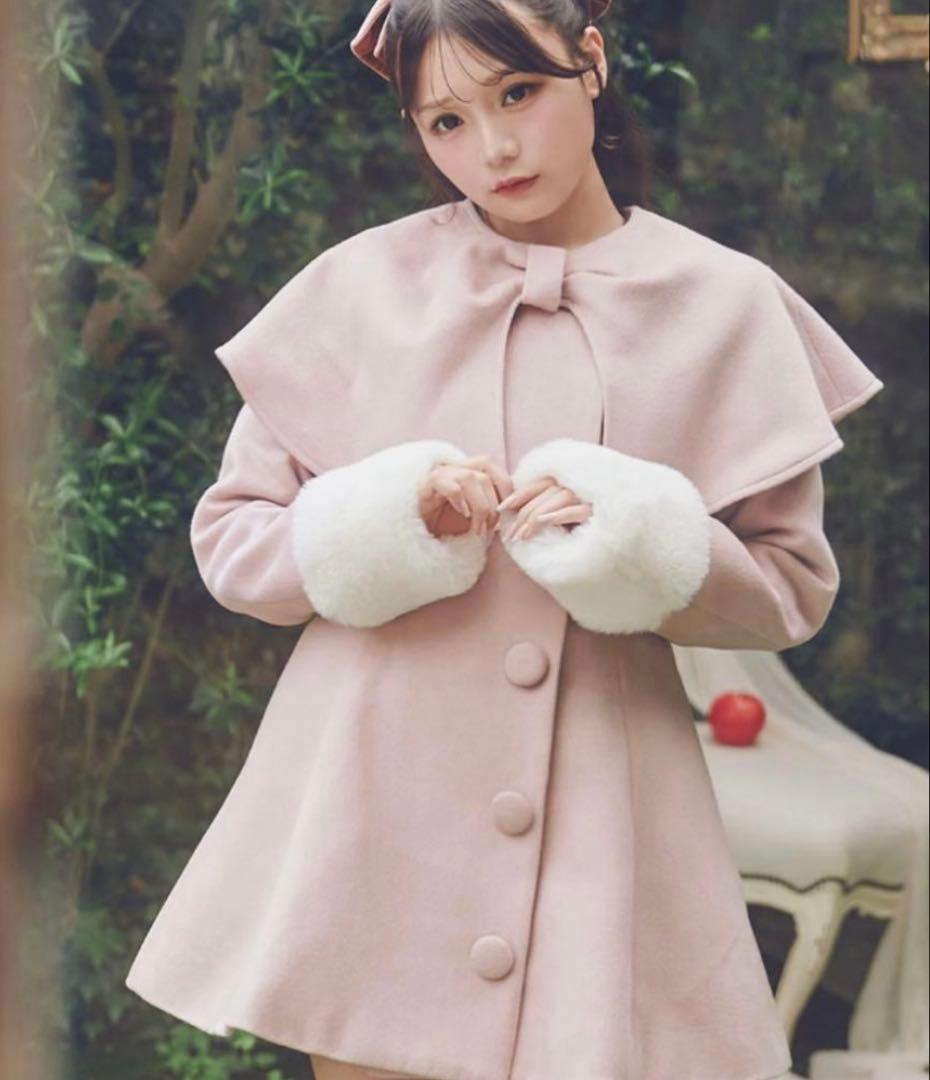 Me roir リボンドーリーケープコート ピンク