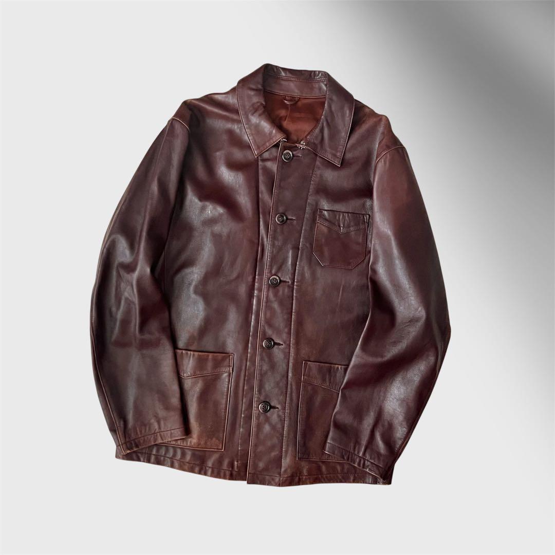 AVIREX sheepskin leather jacket ブラウン L - メルカリ