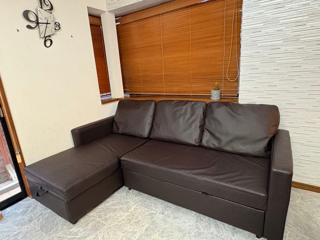 【ここみ配送料分】ニトリN-Shield L字型ソファ ダークブラウン