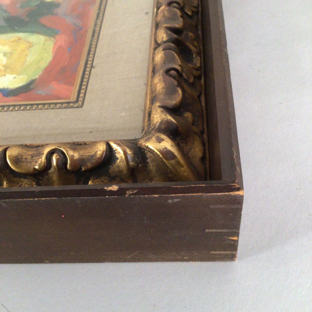 No3474 額装 中畠一宇 油彩画 「バラ」5号 直筆サイン 裏書有 送料無料