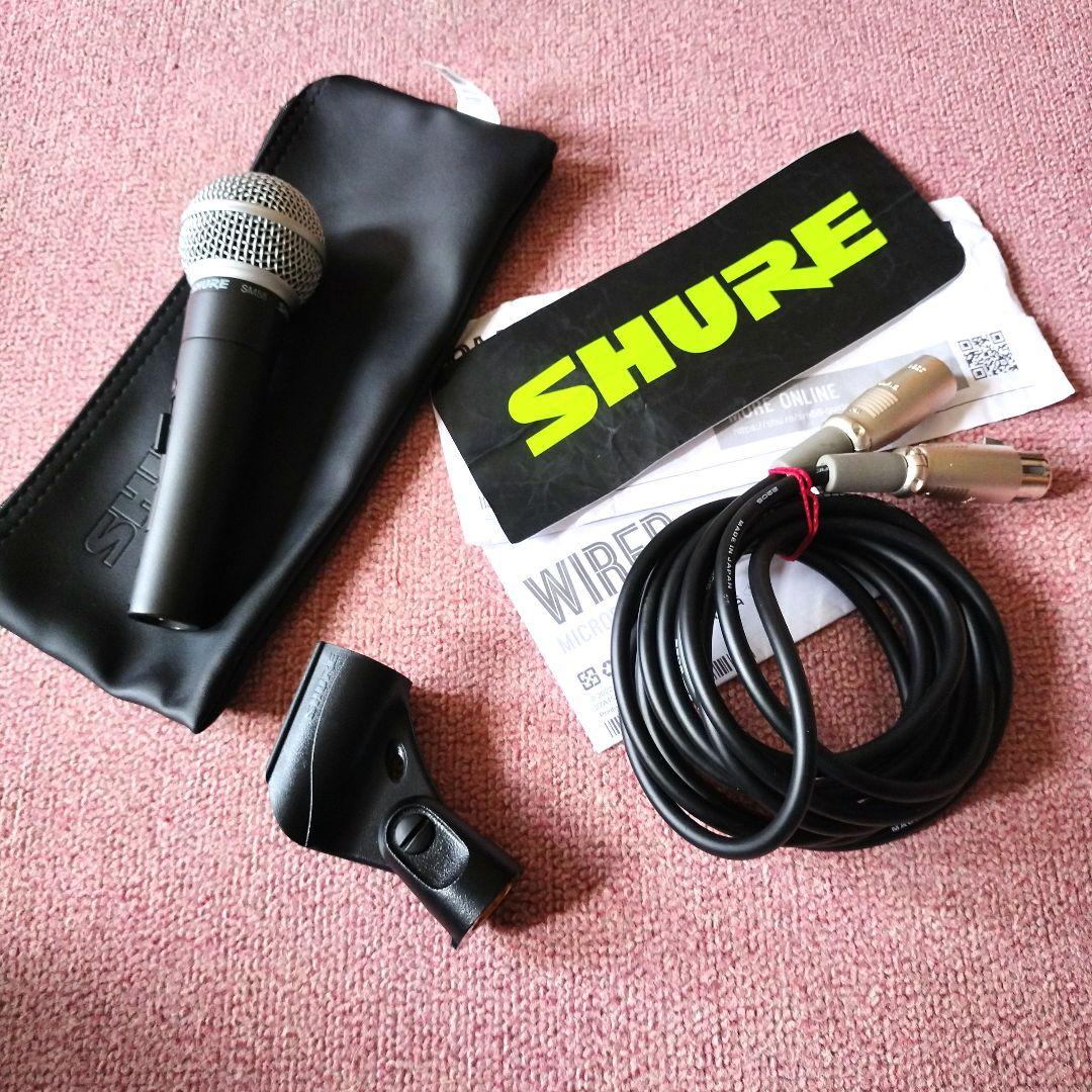 SHURE SM58 ダイナミックマイク美品 専用ケース&ケーブル付 定番マイク SHURE ダイナミックマイク SM58SE(マイクケーブル/グリルボールセット