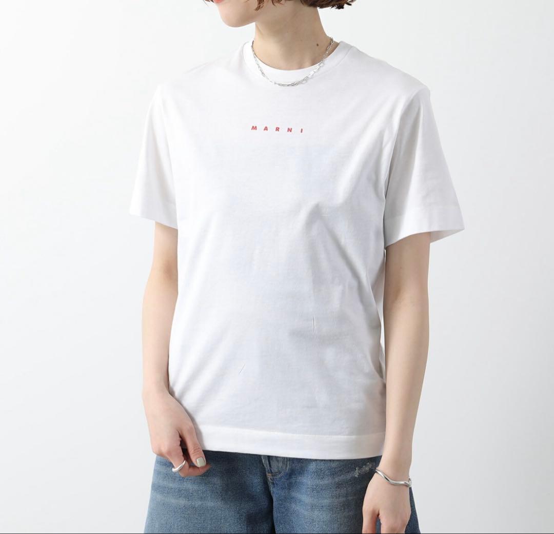 MARNI ホワイト Tシャツ ロゴ入り 半袖 キッズ 14Y MARNI（マルニ） tシャツ Kids ＆ Junior ブランドロゴ半袖Tシャツ