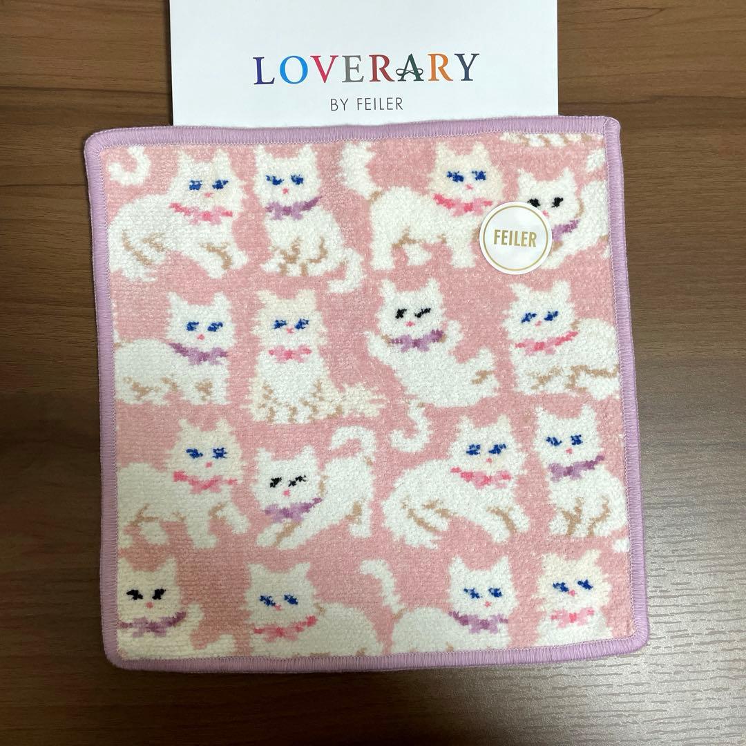 新品】FEILERラブラリー☆モフモフネコチャン☆L字ポーチ＆ハンカチ