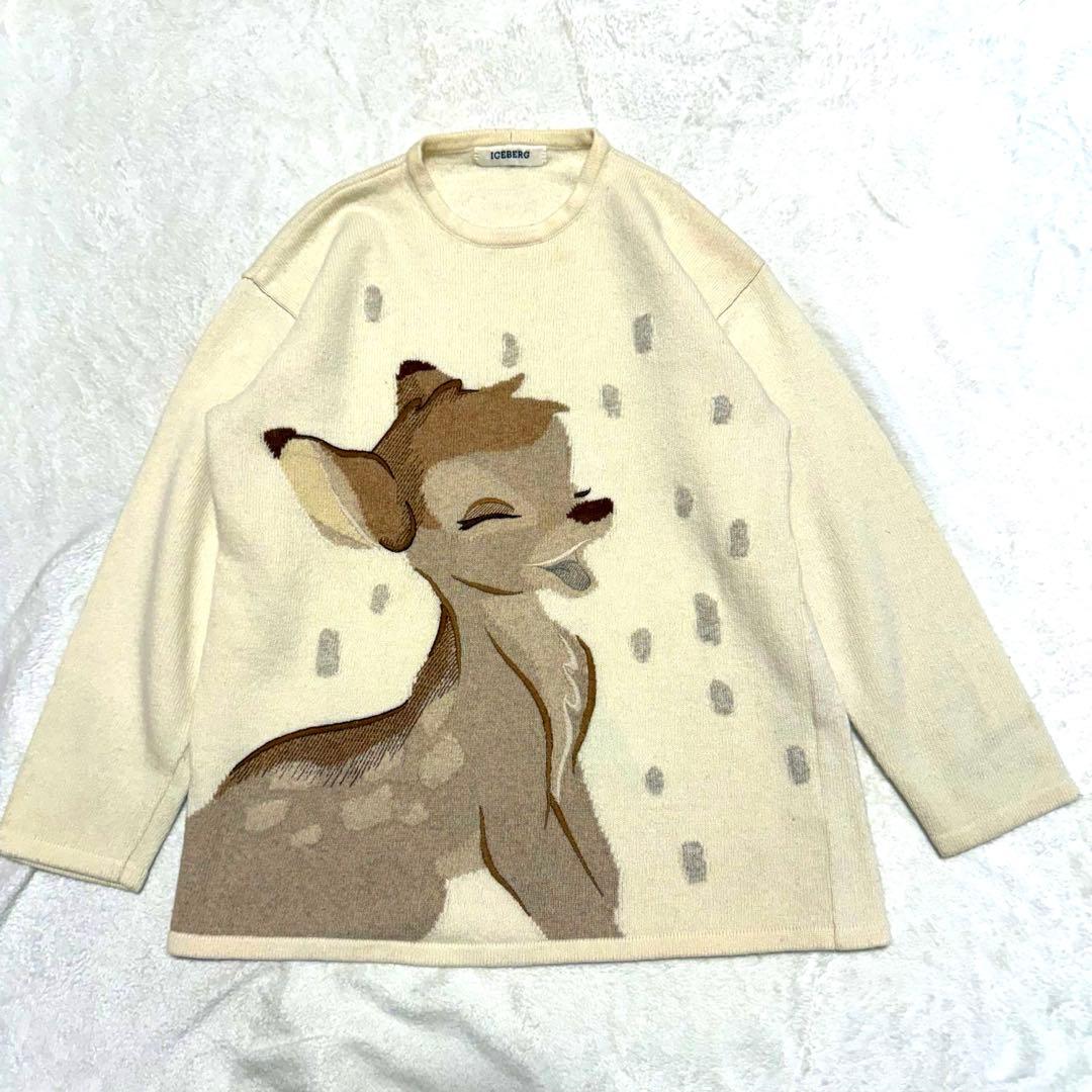 ✨️希少✨️アイスバーグ ディズニーコラボ バンビ 刺繍 ニット セーター カシミヤ