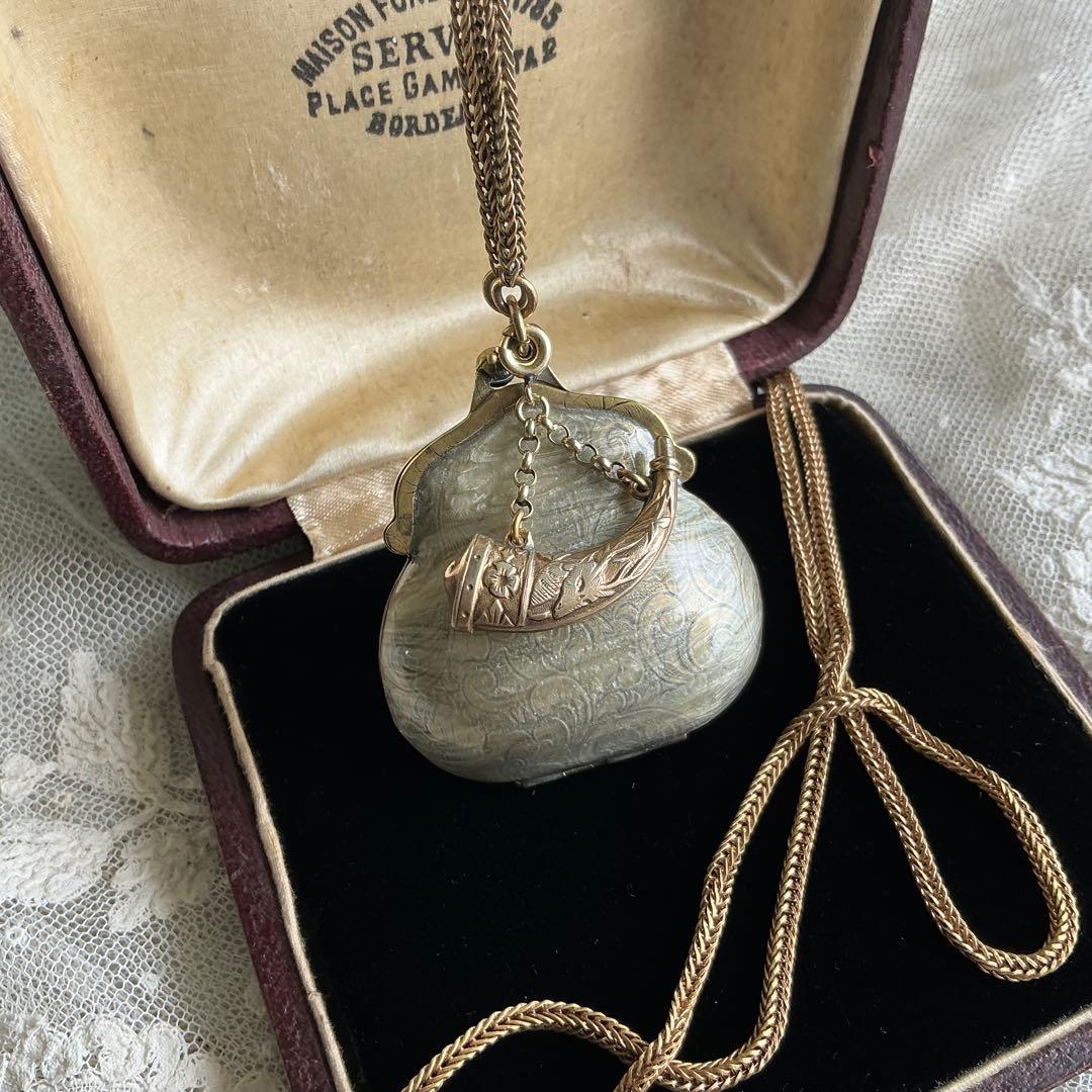 ♡レア♡　フランスアンティーク　ペンダント　ミニチュア　小さなパース　ピルケース フランスアンティーク | マザーオブパールの小さなコインパース