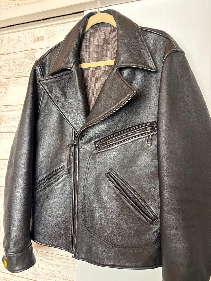 アビエイタージャケット ダブルライダースレザー 黒 年代不明 30s ホームアイホーム メンズ ライダースジャケット レザージャケット