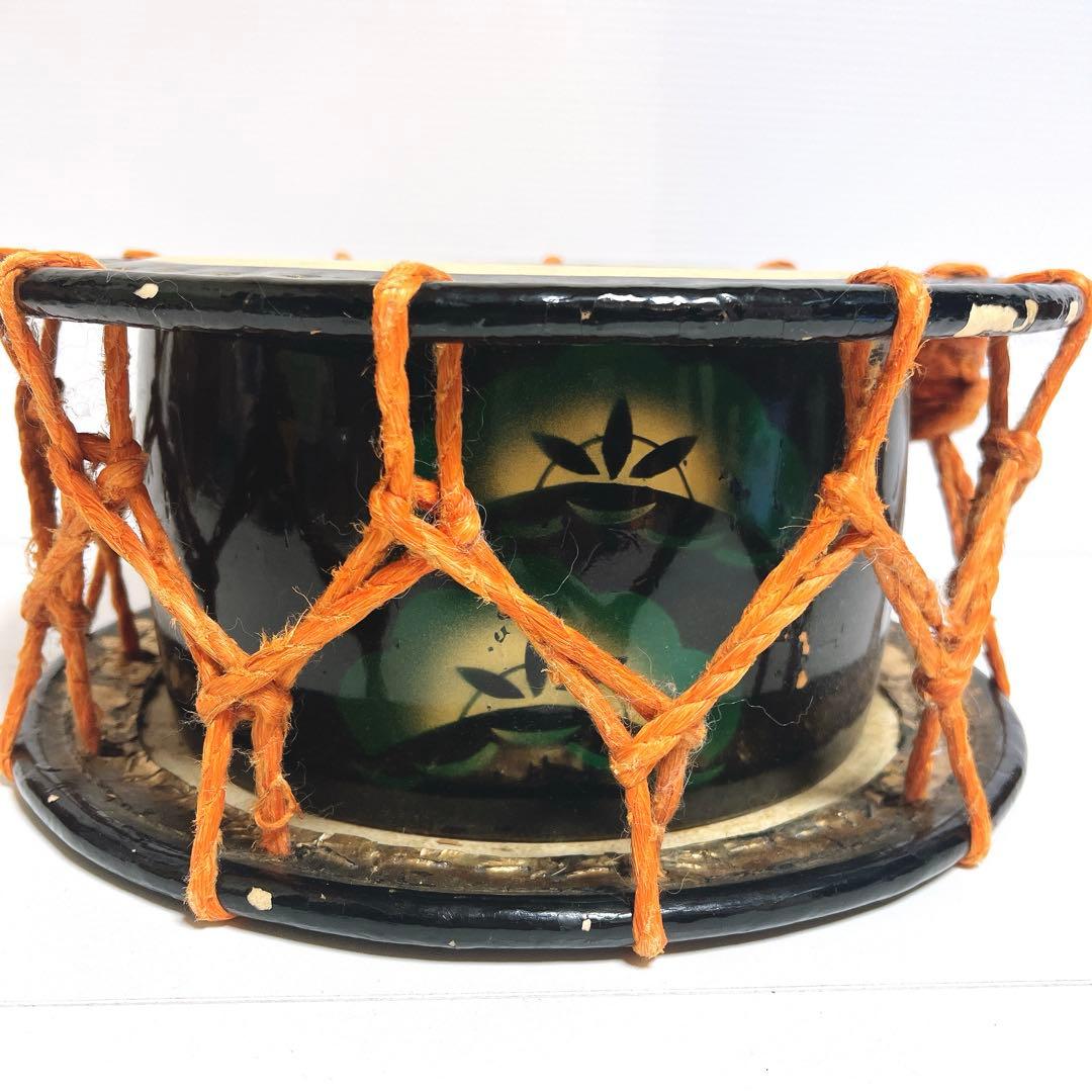 【蒔絵・金彩】締め太鼓　和太鼓 34.5cm×15cm 松絵柄