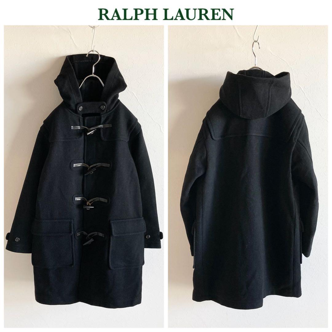 ラルフローレン ウール メルトン ミドル丈 ダッフルコート 黒 ブラック
