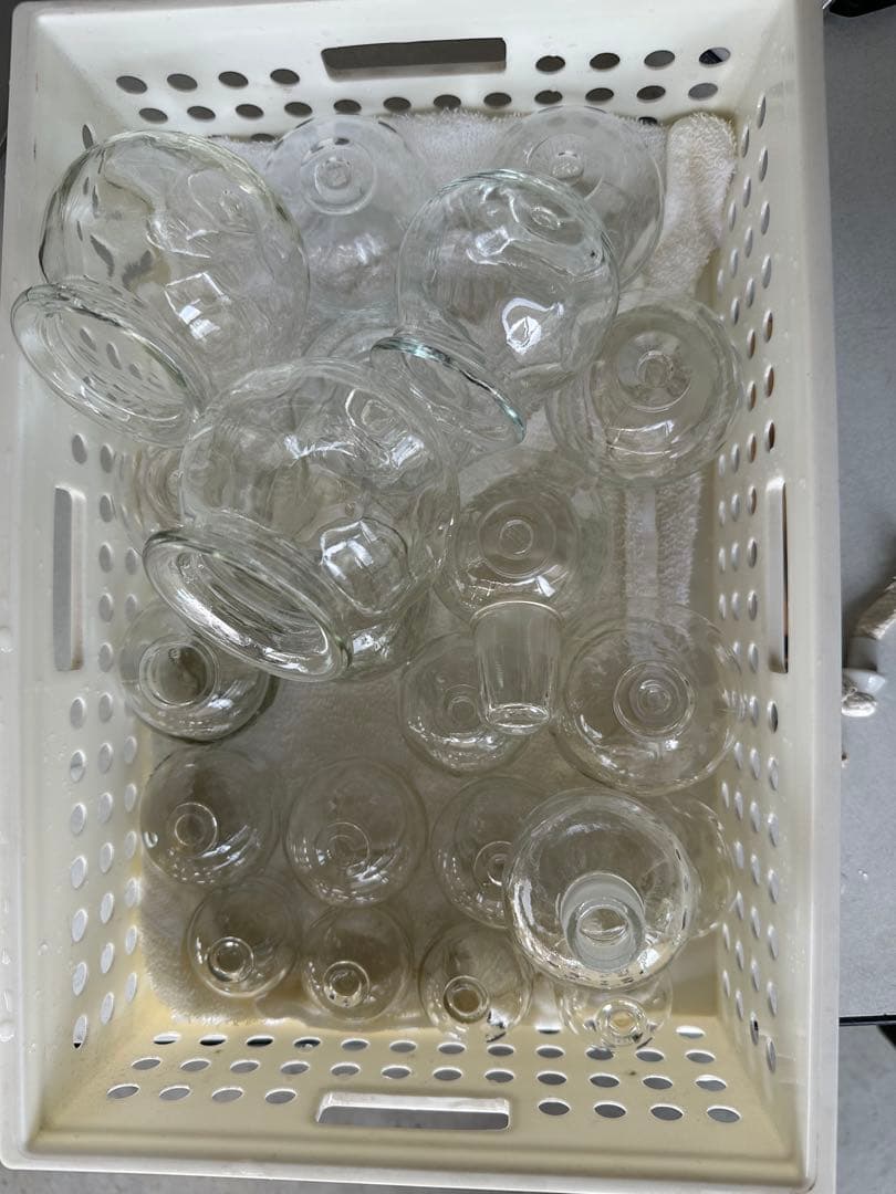 カッピング　吸い玉　ガラス アルコールランプ付き21個セット