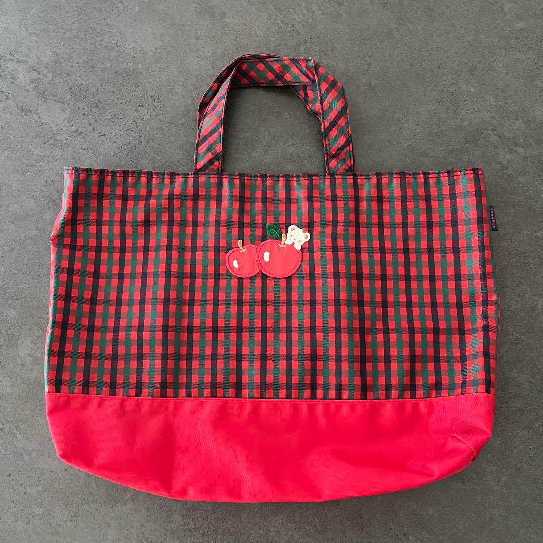 ファミリア レッスンバッグ 廃盤 チェック 赤 familiar