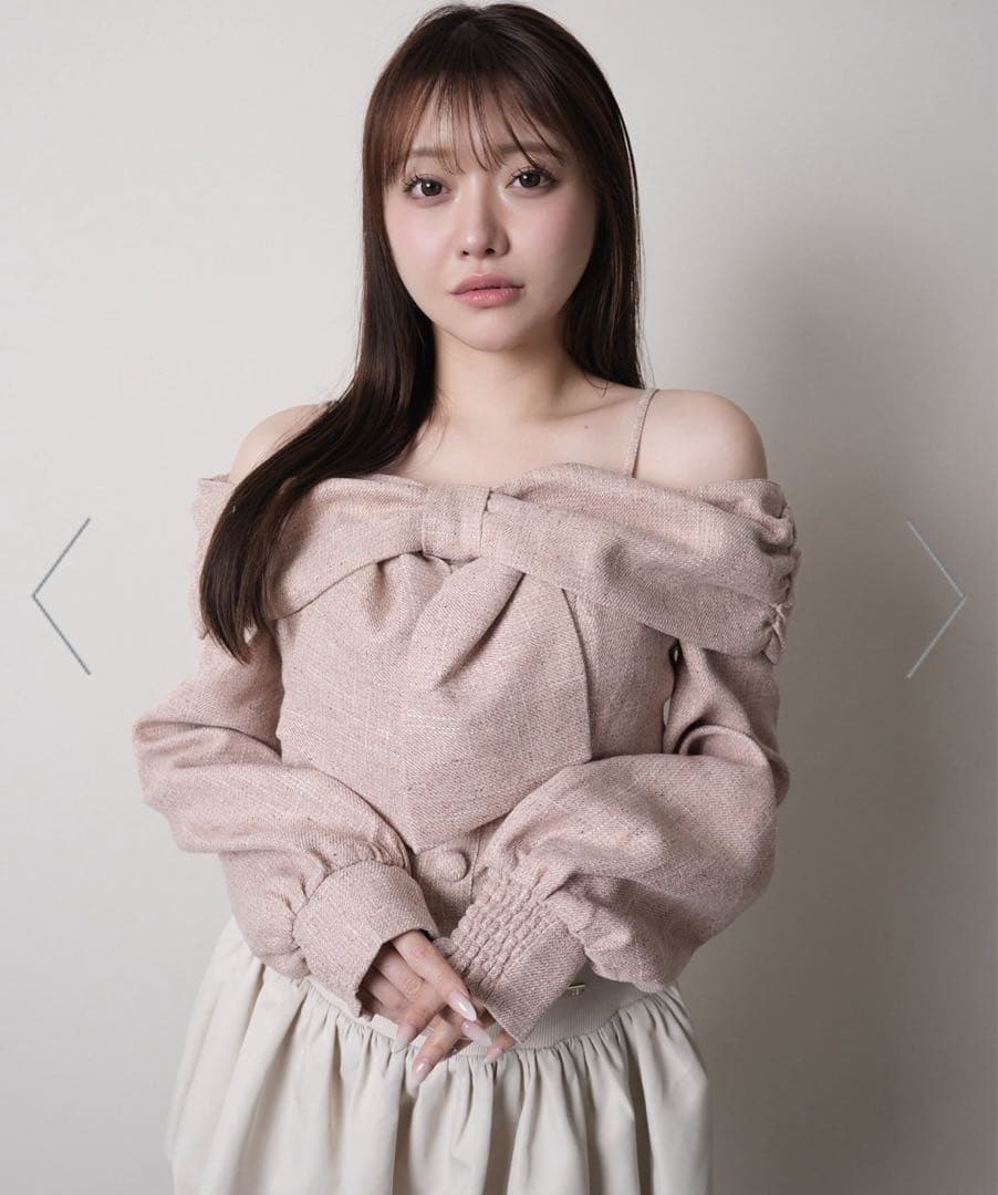 LIP SERVICE リップサービス リボンオフショルロングスリーブトップス