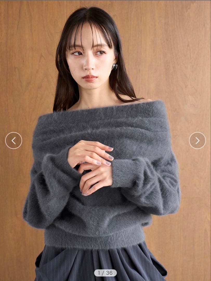 フォックスカシミヤオフショルプルオーバー