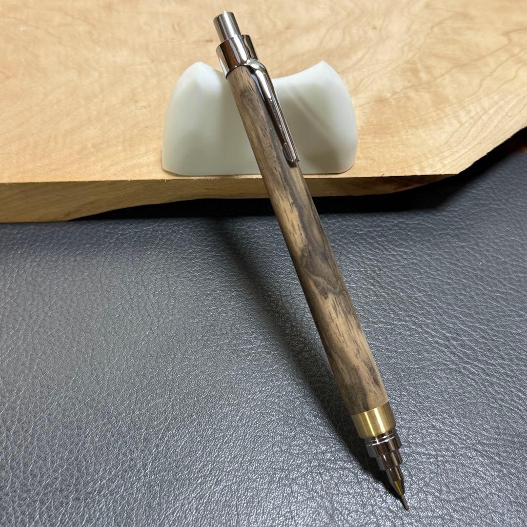 161黒柿 木製シャーペン 最強低重心 真鍮 無塗装