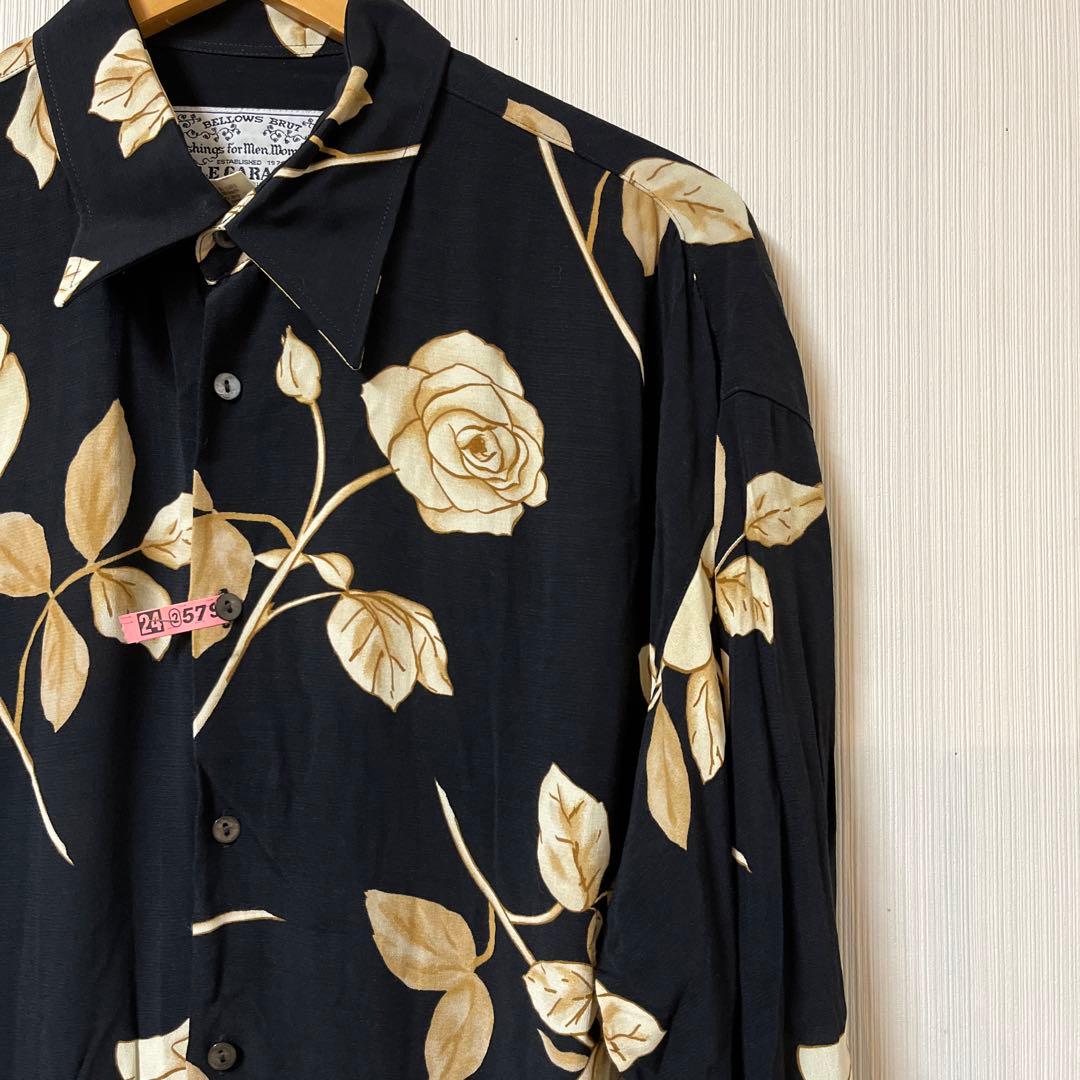LE GARAGE ルガラージュ シャツ XL程 黒 花柄 フランス製 レーヨン