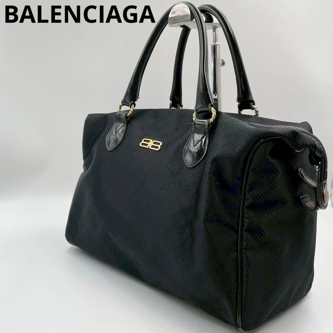 良品　ヴィンテージ バレンシアガ　ナイロンボストンバッグ　ブラック BBロゴ 90s】バレンシアガBALENCIAGA PARIS/ヴィンテージ/ビンテージ/古着